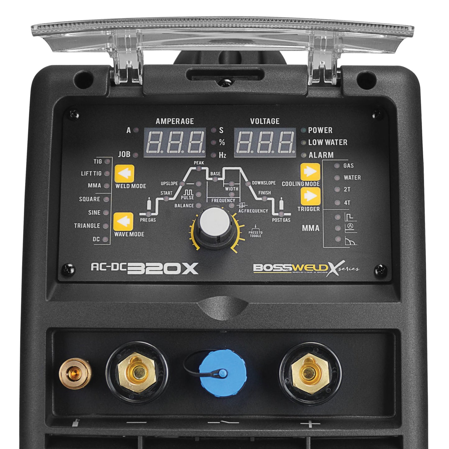 Bossweld X-Series AC DC 320X TIG Welder view of control panel