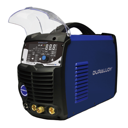 Duralloy 205P AC/DC 240v AC/DC TIG Inverter Welding machine with digital display, power connectors, and control panel