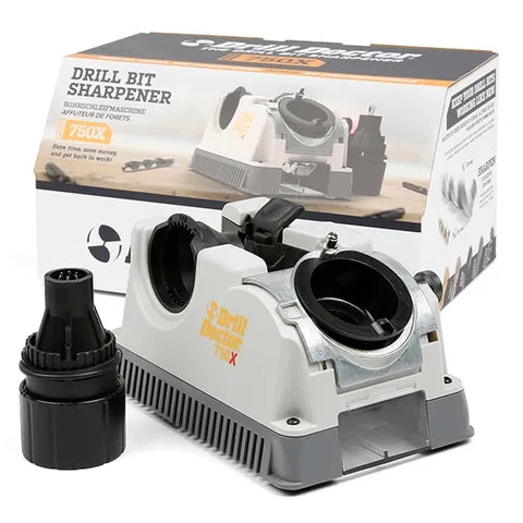DRILL DOCTOR 750 INDUSTRIAL, Drill Bit Sharpener Box and product shown