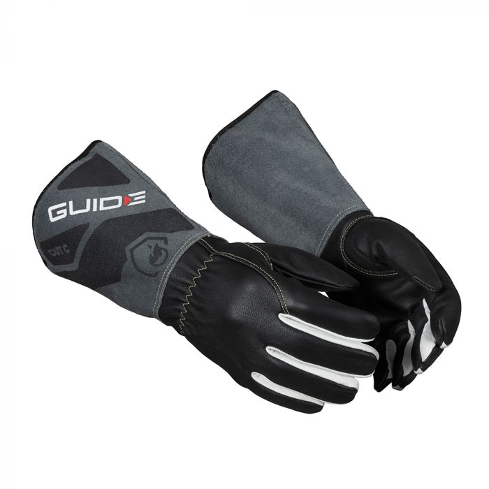 Pair of black and grey gloves with 'GUIDE' branding on the cuffs.