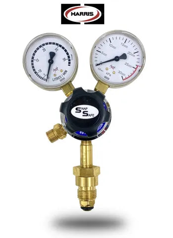 Harris 801 Argon Cylinder Regulator 0-30LPM Vertical Inlet (T10 Snap Safe)