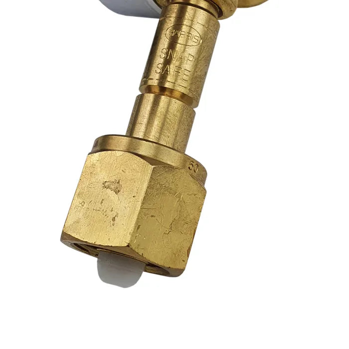 Harris 801 Nitrogen Cylinder Regulator 0-1000kPa Side Inlet T50 (Snap Safe)