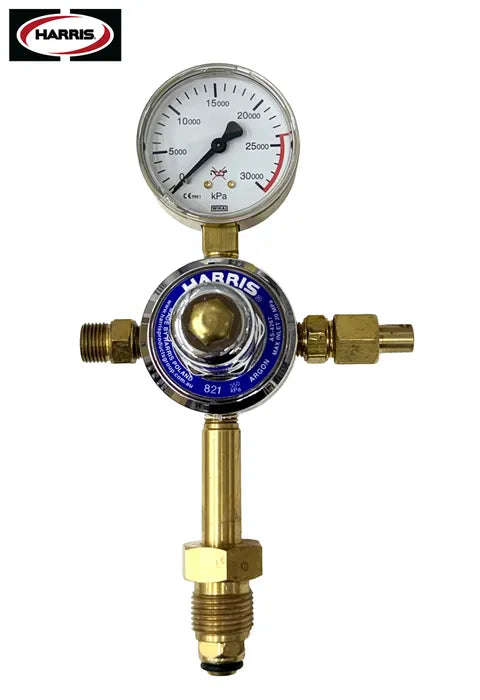 Harris 821 Argon Preset Cylinder Pressure Regulator 350kPa Dual Inlet & Dual Outlet