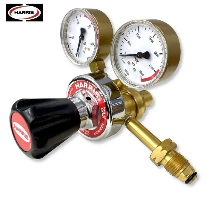 Harris 896 Dual-Stage Hydrogen Regulator 0-1000kPa Side Inlet (Snap Safe)