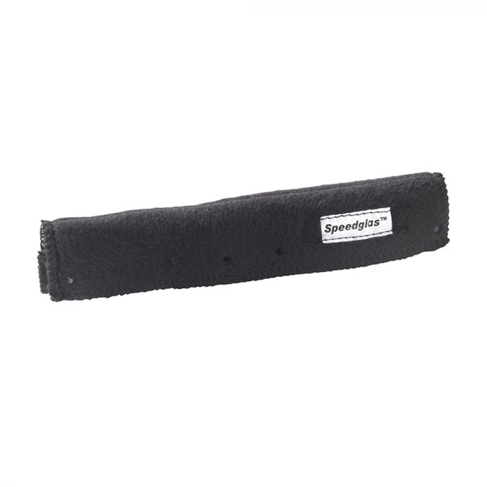 Black headband with Speedglas logo on a white background