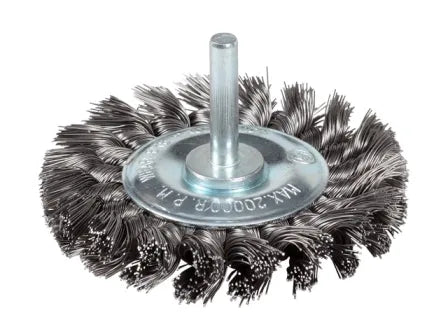 Twist knot steel wire Spindle Mount Wheel Brush Ø70 x W10mm x 6mm Shaft x 0.5mm