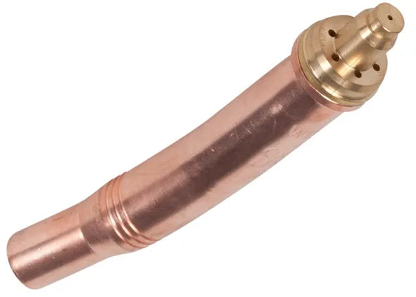 Copper and brass nozzle Bent Gouging Tip on a white background