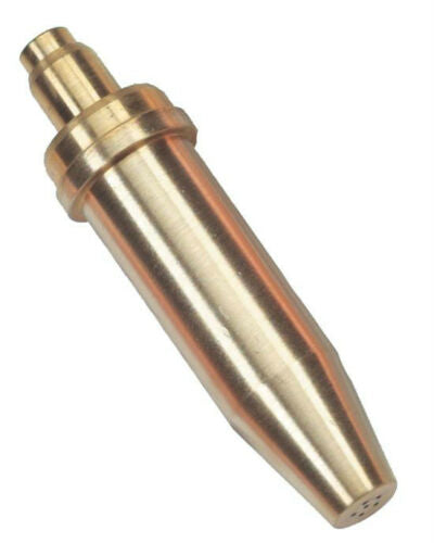 A single brass-colored oxygen and acetylene gas cutting nozzle designed for welding applications.