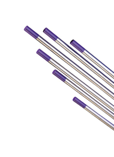 A group of 2.4mm tungsten electrodes with purple tips, intended for tig welding.