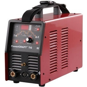 Lincoln Powercraft 205 DC Tig Welding Machine in red colour with a digital display and power ports.