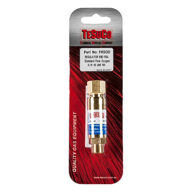 Tesuco Flashback Arrestor Oxygen Product Code FRSOD in a packet
