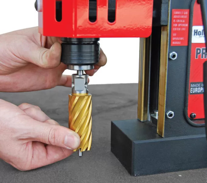 Holemaker Gold Series annular cutter in a magnetic drill – SKU YAT2975