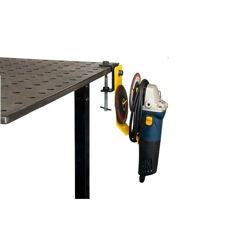 Strong Hand Grinder Rest C-Clamp Base Model MGK53 hanging with grinder