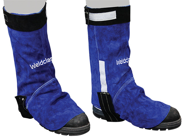 Weldclass Promax Blue Leather Hook & Loop Fastening Spats