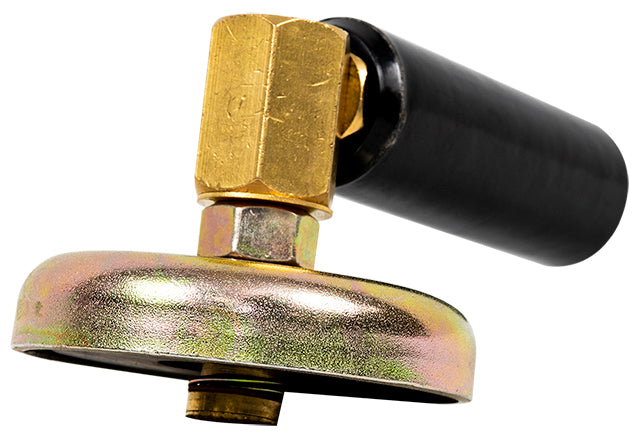 A 600Amp Magnetic Earth Clamp with a gold-colored body and a black rotary function handle.