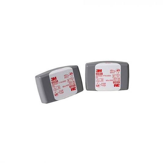 3M 6038 Rectangular Particulate filter P2/P3 OV/AG Part Number: M6038 with Protective casing that deflects sparks and splashes