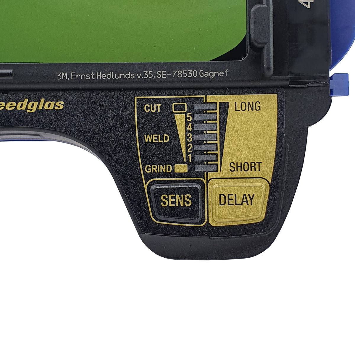 3M Speedglas 9100XXi Auto-Darkening Filter – Right Side Controls and External Button Detail