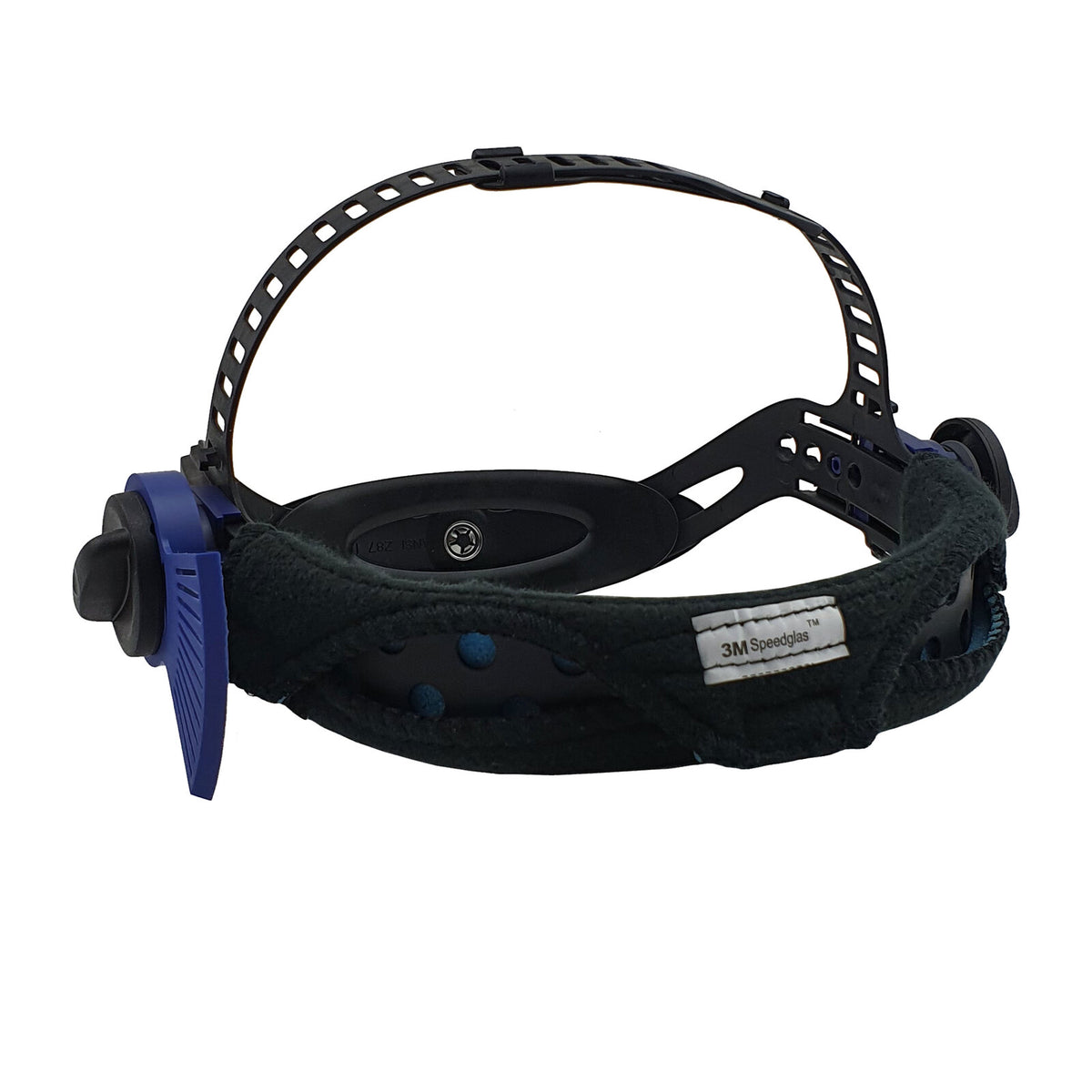 3M Speedglas Head Harness 705015 – Three-quarter view showing padded sweatband with 3M Speedglas label

