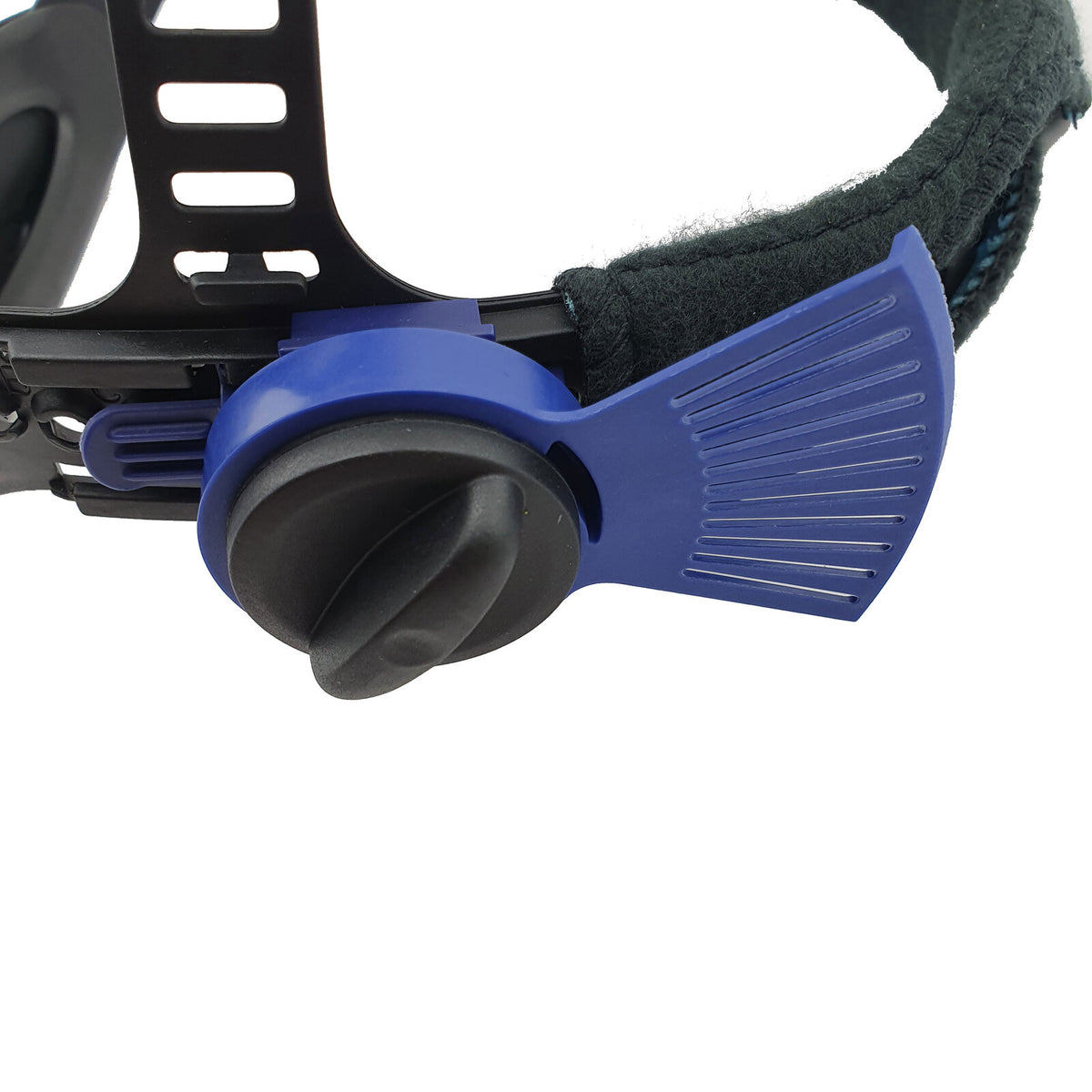 3M Speedglas Head Harness 705015 – Side-knob detail showing blue adjustment tab beside sweatband
