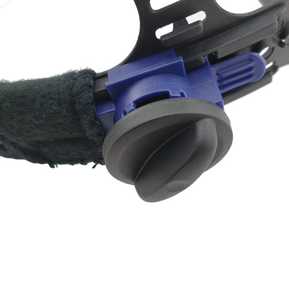 3M Speedglas Head Harness 705015 – Close-up of helmet angle adjustment knob and blue mounting bracket
