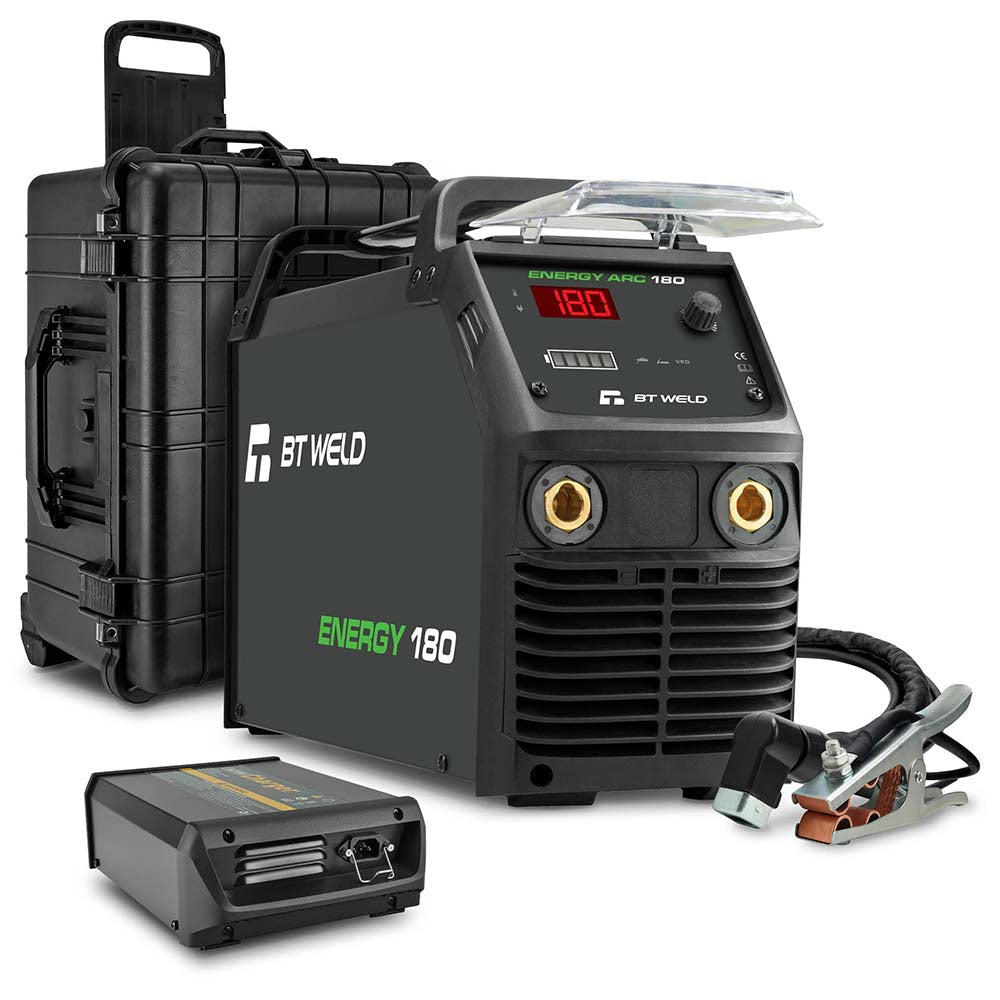 BT Weld energy 180 Arc  welding machine with accessories on a white background