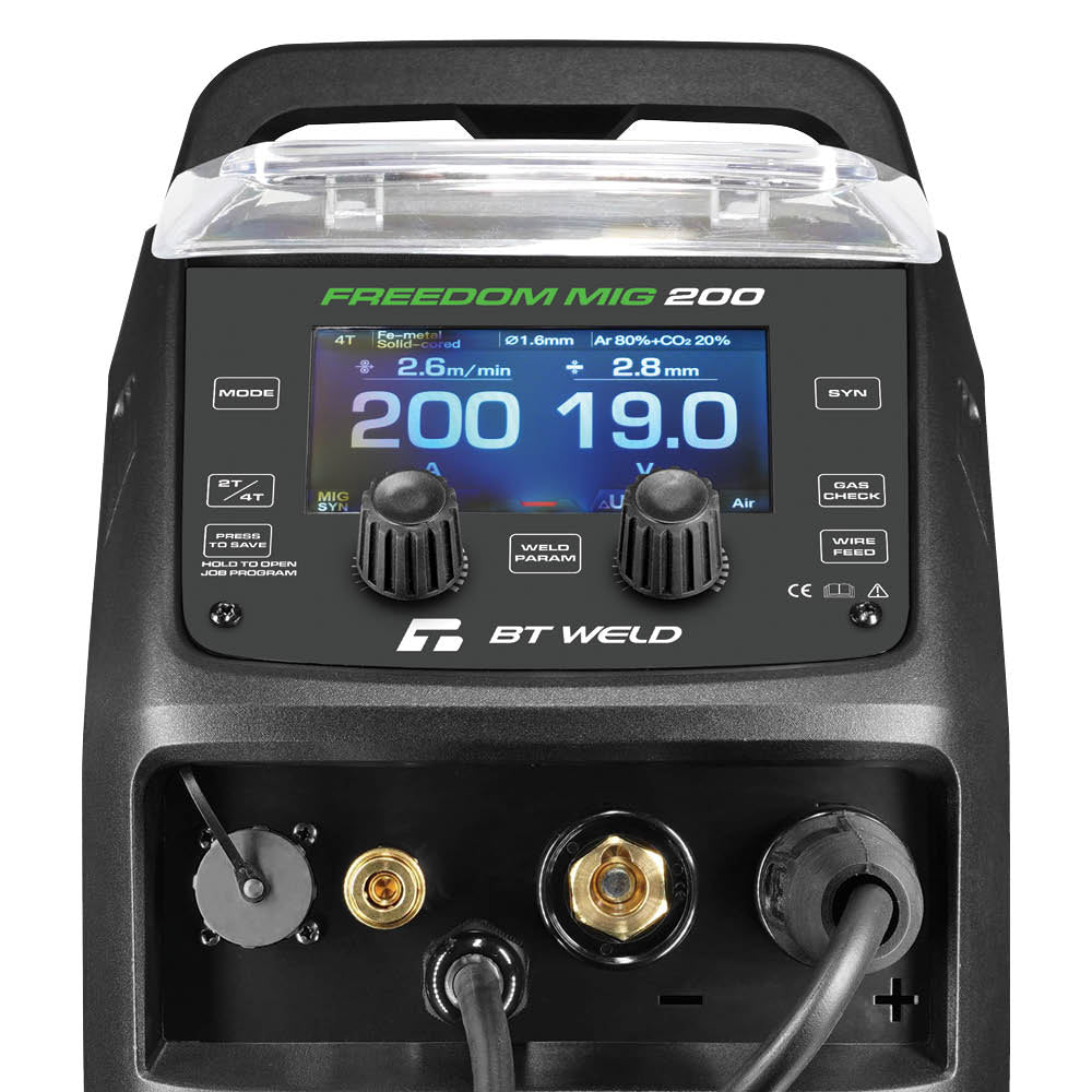 BT Weld Freedom MIG 200 welding machine with digital display on a white background