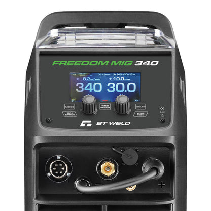 BT Weld Freedom MIG 340 welding machine with digital display on a white background
