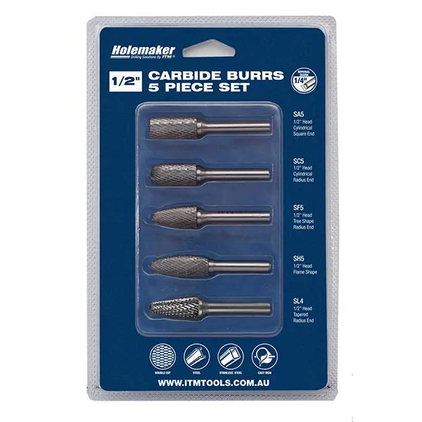 HOLEMAKER CARBIDE BURR SET, BLISTER PACK