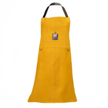 Elliotts Golden Chief Premium Nubuck Leather Welding Apron – Front View with D-Rings and Quick-Release Buckles