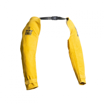 Elliotts Golden Chief Premium Nubuck Leather Welding Sleeves – Lightweight Arm Protection with Quick-Release Buckles