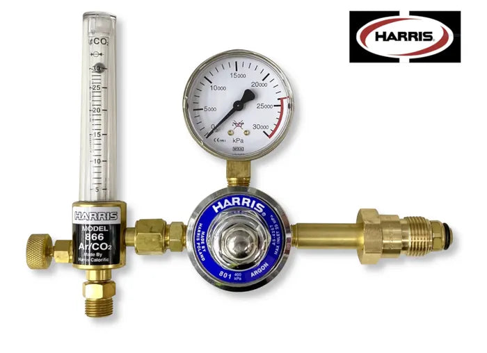 Harris 801 Argon Preset Cylinder Pressure Regulator with Flowmeter (Side Entry)