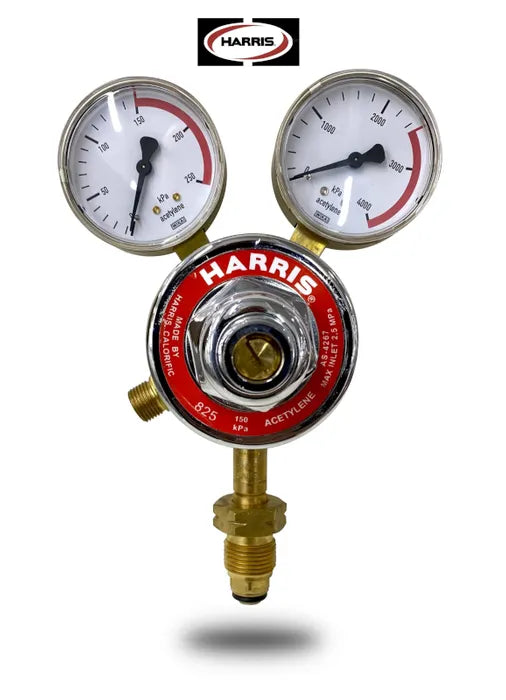 Harris 825 Acetylene Cylinder Pressure Regulator – 0-150kPa Key Lock Bonnet
