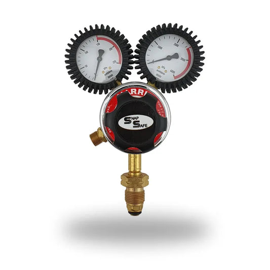 Harris 825 Acetylene Cylinder Pressure Regulator – 0-150kPa Vertical Inlet (Snap Safe)