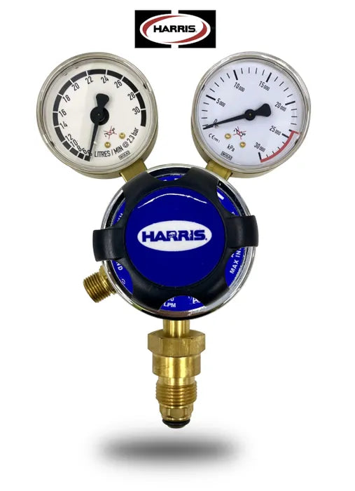 Harris 825 Argon Flow Control Cylinder Regulator 0–30 LPM (Vertical Inlet, Knob Adjustment)