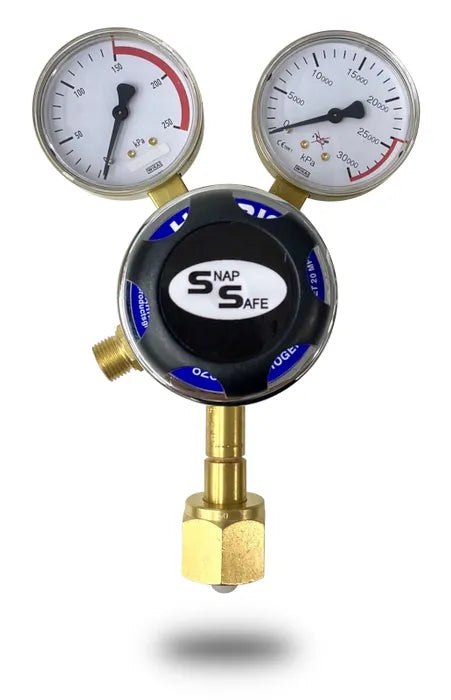 Harris 825 Nitrogen Cylinder Regulator 0-150kPa Vertical Inlet T50 (Snap Safe)