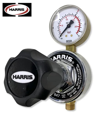 Harris 847 Oxygen Pipeline Regulator 0–1,000 kPa PSI/Bar Gauge (1/4" NPT-F Rear Inlet)