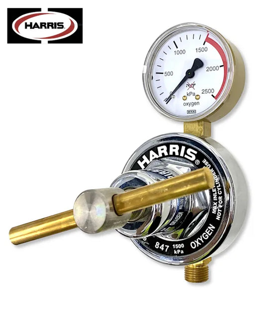 Harris 847 Oxygen Pipeline Regulator 0–1,500 kPa Rear Inlet