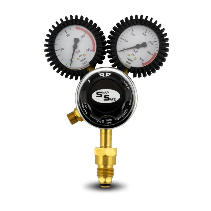 Harris 825 Oxygen Cylinder Regulator 0-1000kPa Vertical Inlet T10 (Snap Safe)