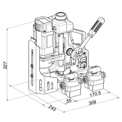 HOLEMAKER PRO35 MAGNETIC BASE DRILL, WITH SWIVEL MAGNETIC BASE FOR PIPE DRILLING