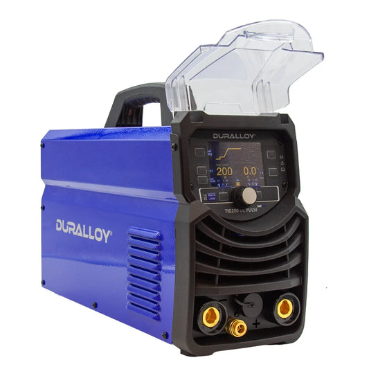 Duralloy TIG200 DC Pulse Welder – 200A SiC Inverter with LCD Display, Angle View