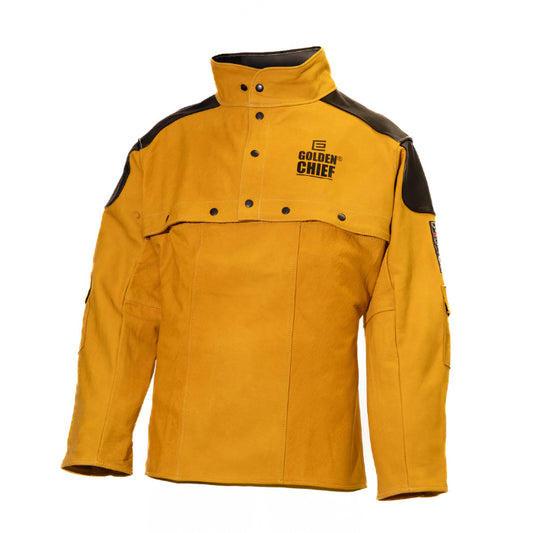 Elliotts Golden Chief GCRBA Nubuck Leather Welding Bolero Jacket – detachable apron, press stud closure, aramid stitching