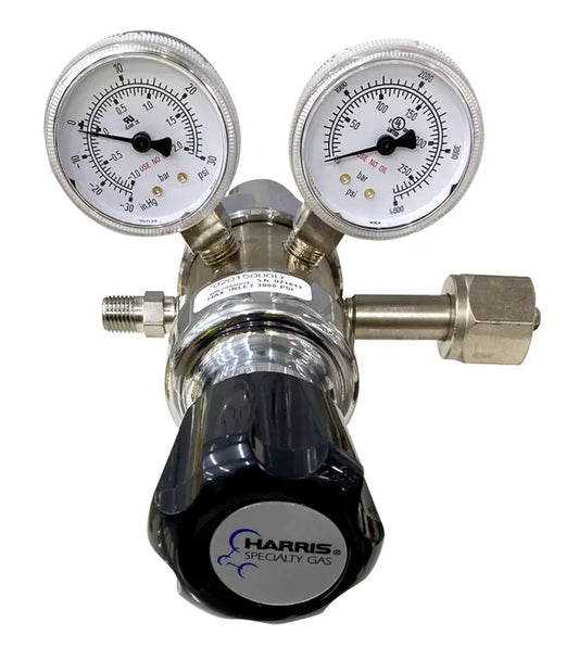Harris 702 High-Purity Multi-Stage Nitrogen Regulator – 0–15 psi T50 Side Inlet
