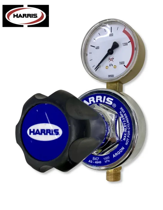 Harris 847 Argon Pipeline Regulator – 0–1,000 kPa Knob Bonnet, 1/4" NPT-F Rear Inlet