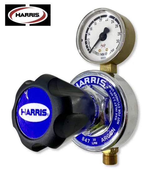 Harris 847 Argon Pipeline Regulator – 0–30 LPM Knob Bonnet, 1/4" NPT-F Rear Inlet