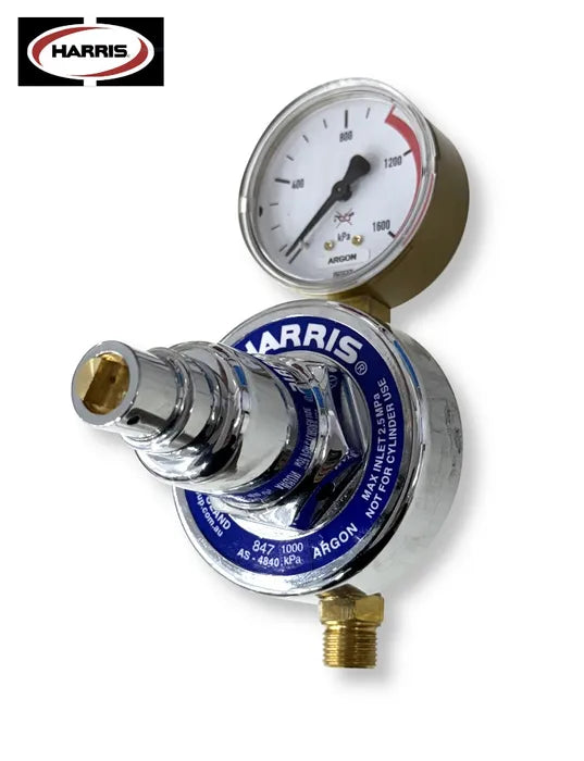 Harris 847 Argon Pipeline Regulator – 0–1,000 kPa Sav-T-Lock, 1/4" NPT-F Rear Inlet