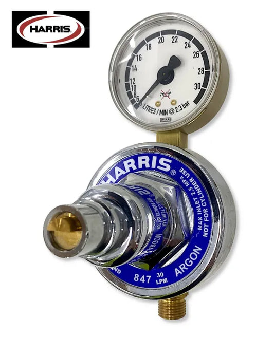 Harris 847 Argon Pipeline Regulator – 0–30 LPM Sav-T-Lock, 1/4" NPT-F Rear Inlet