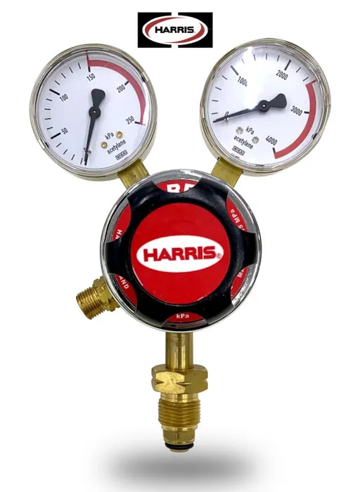Harris 896 Dual-Stage Acetylene Regulator – 0–150 kPa T20 Vertical Inlet
