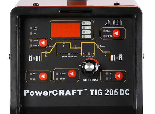 Lincoln Powercraft 205DC TIG Welder K69029-1 – Control panel and settings detail