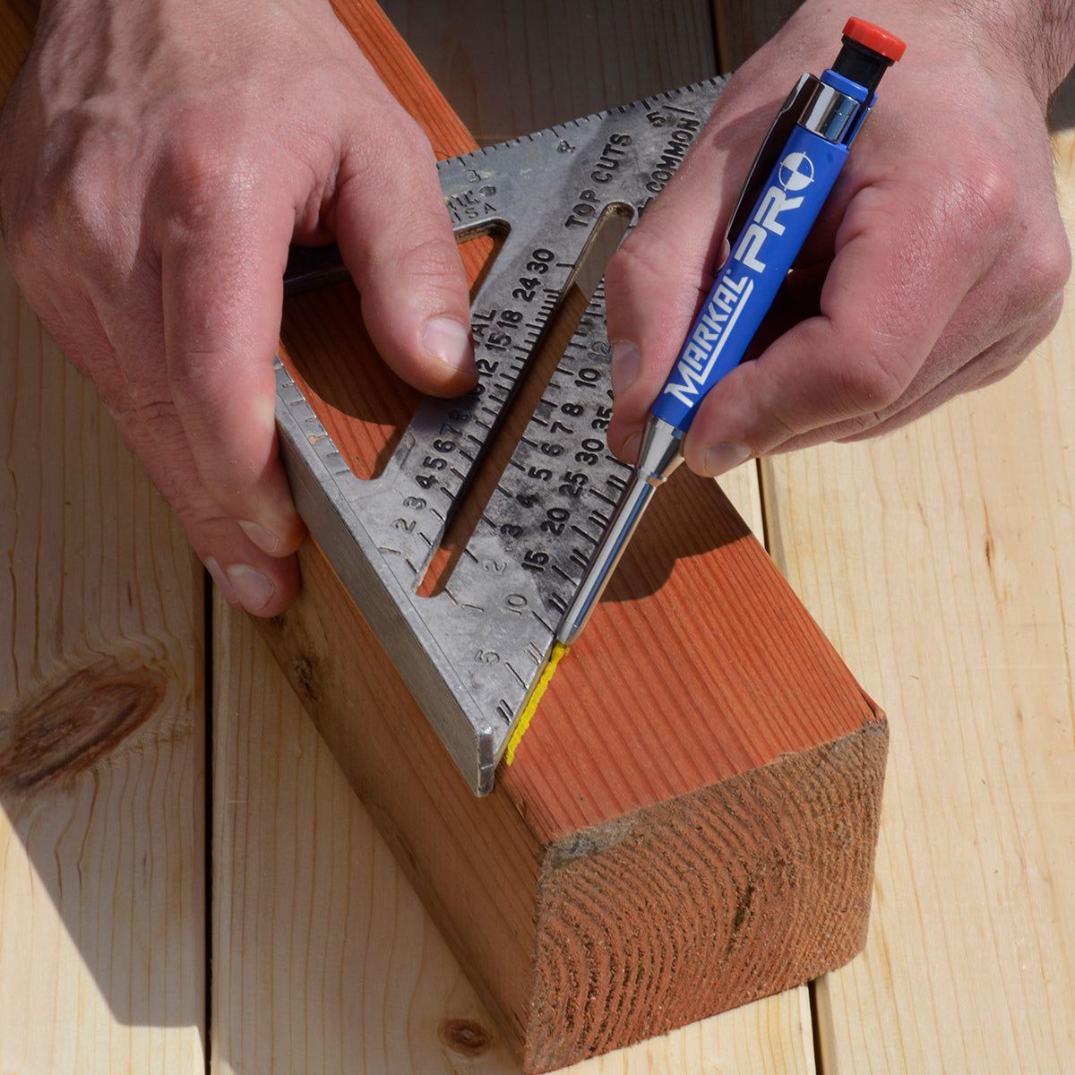 Markal PRO Holder XML-96270 – Man Using Holder for Metal Layout