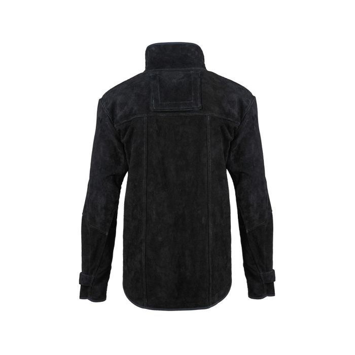 Spata Leather Welding Jacket Back View of welding jacket. Has a discreet rear opening for safety harness lanyard